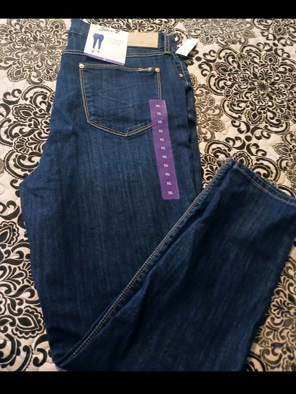 Seven7 Dark Blue Straight Leg Women's Jeans
